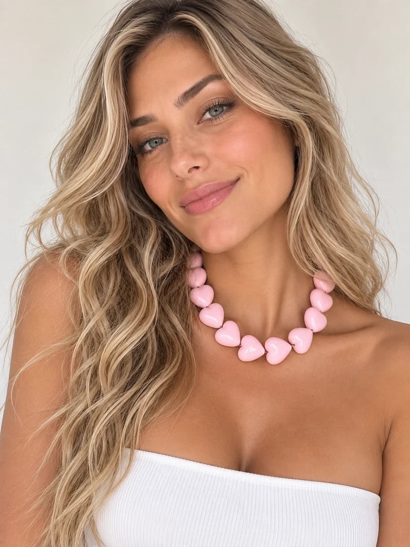 Collar Maxi Corazones Rosado - imagen 1