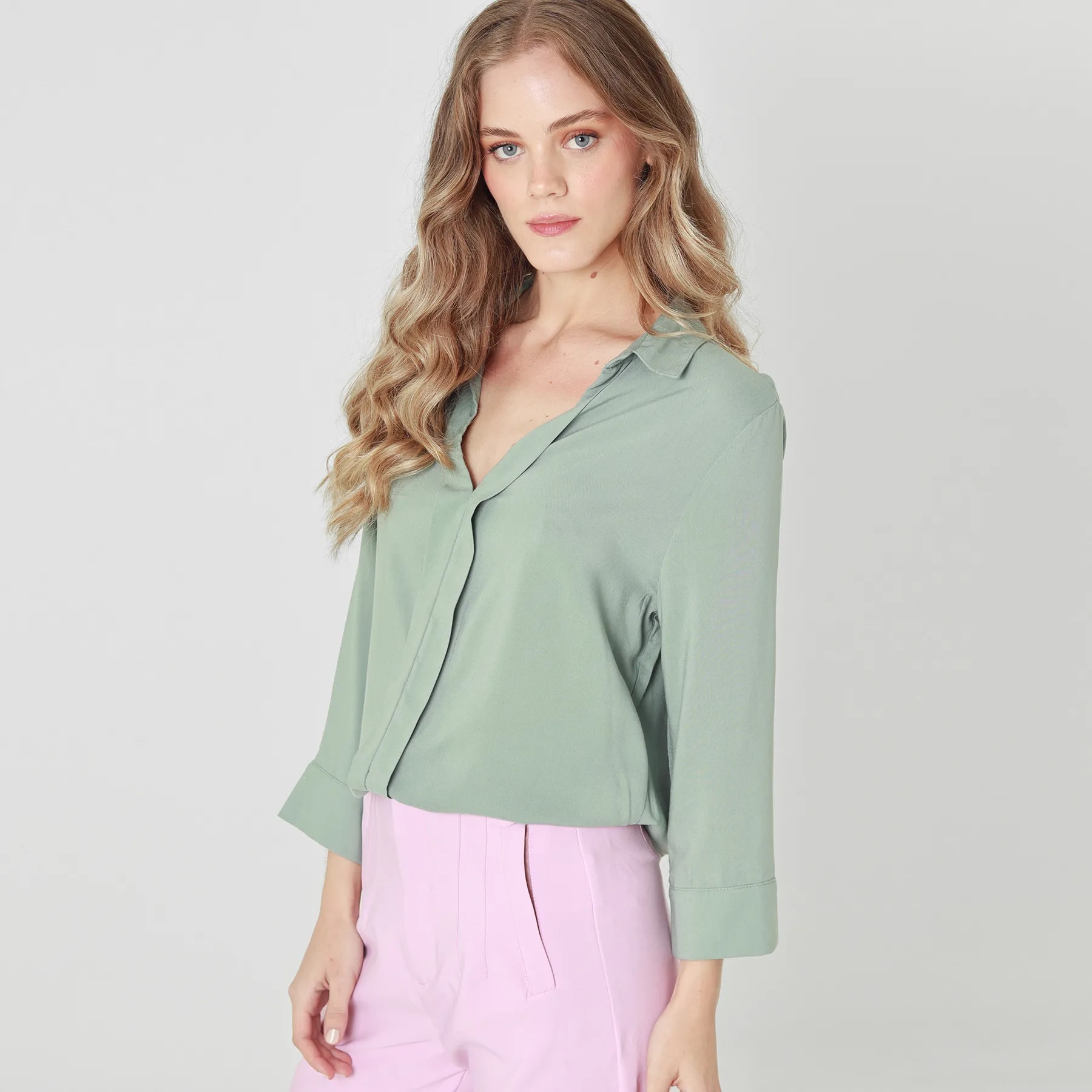 Blusa Cuello V Manga Larga - imagen 1