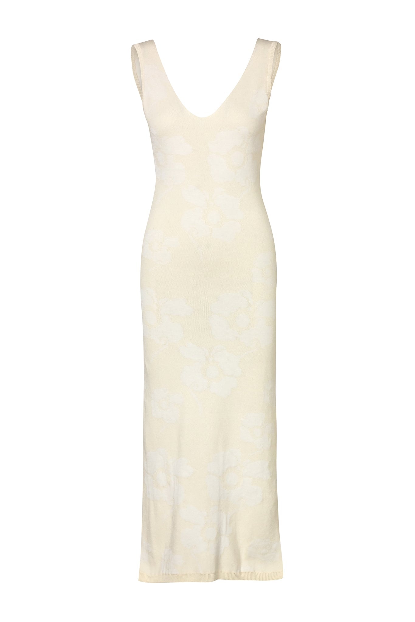 Isa Knit Cotton Jacquard Midi Dress / Ivory Maxi white Flowers - imagen 1