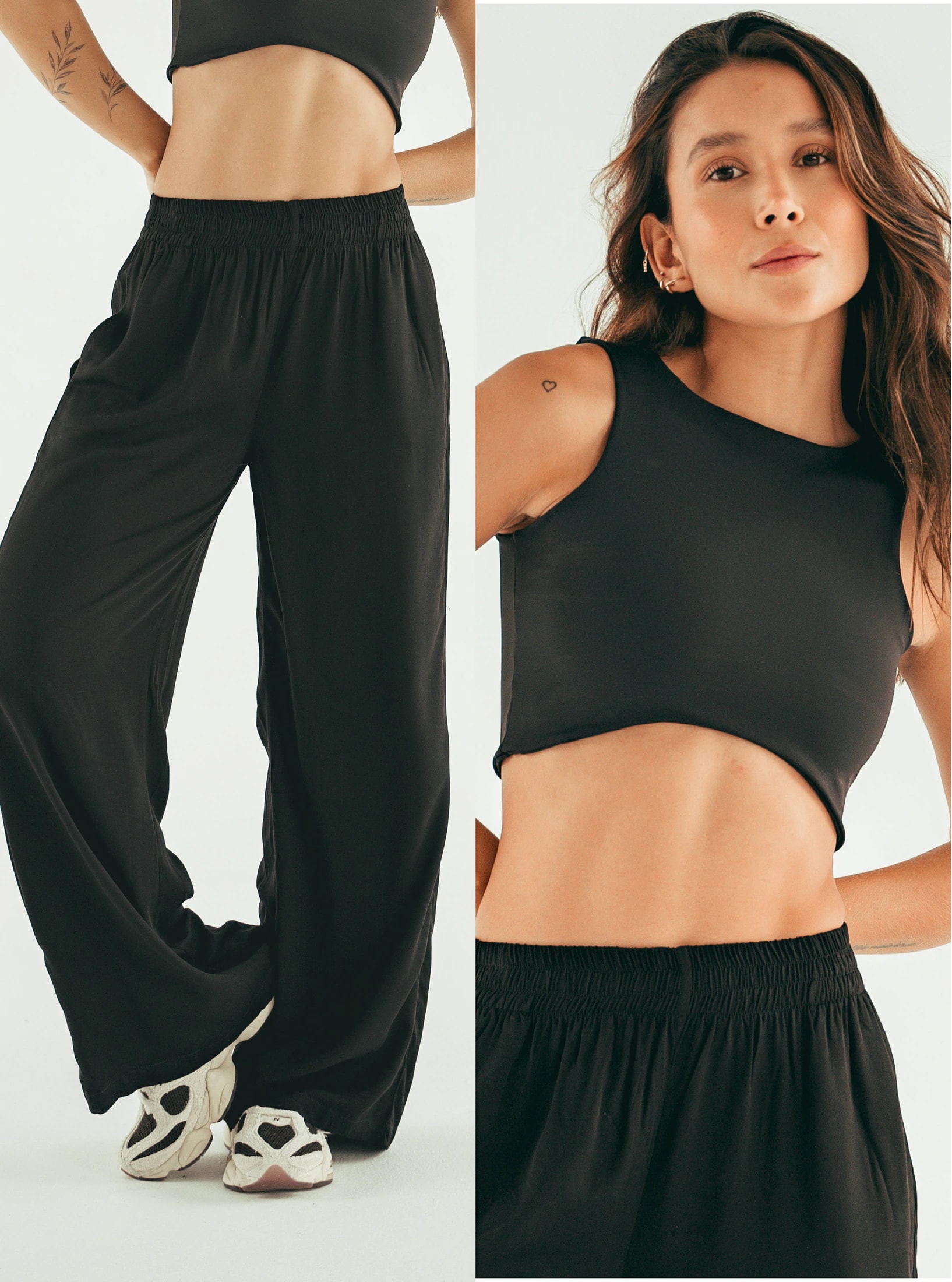 Pack Palazzo Black + Crop Top Soft - imagen 1