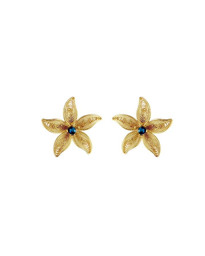 Aretes filigrana y cristal azul, Estrella de mar - imagen 1