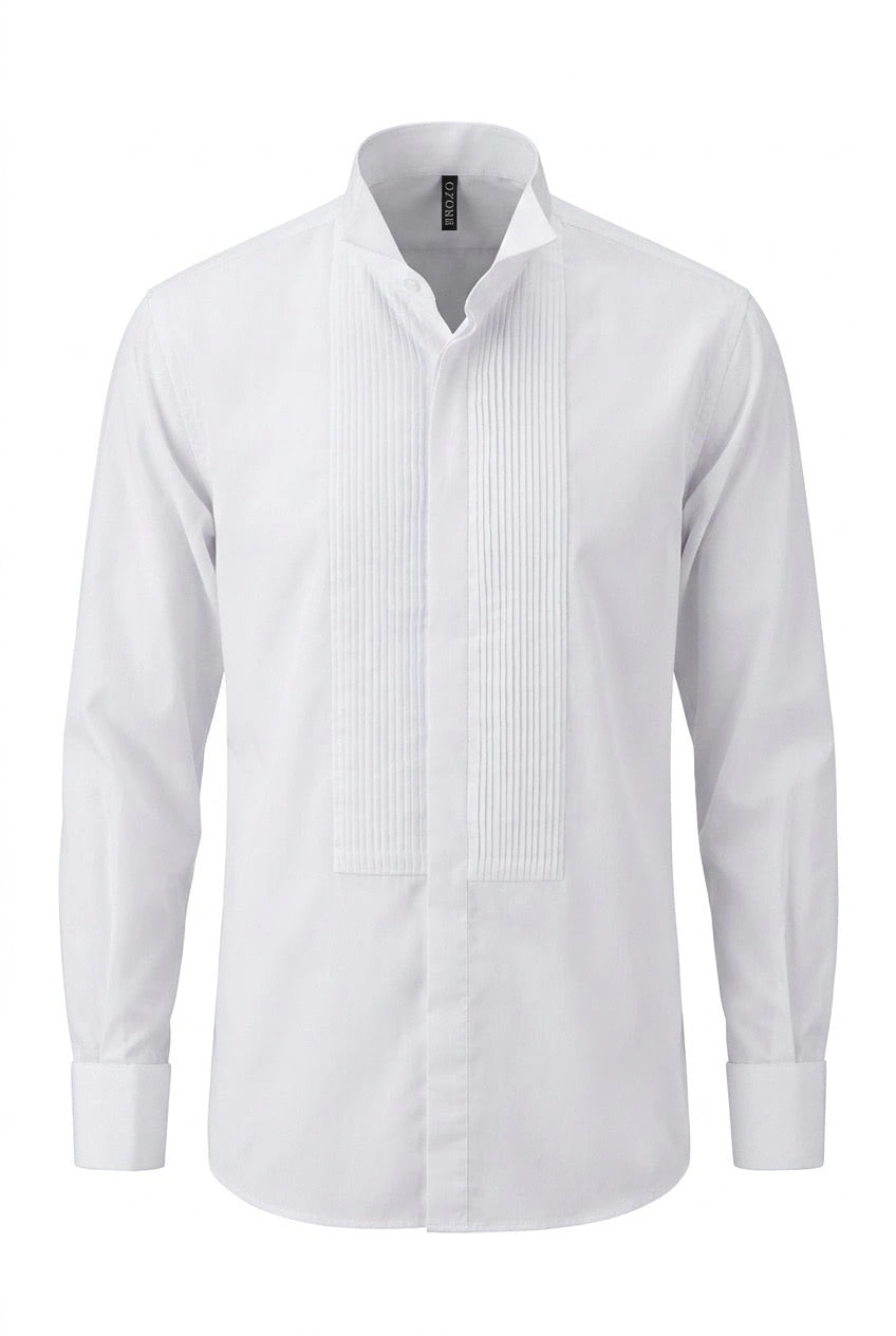 Camisa Cuello Pajarito Plizada en pecho. Botón escondido - imagen 1