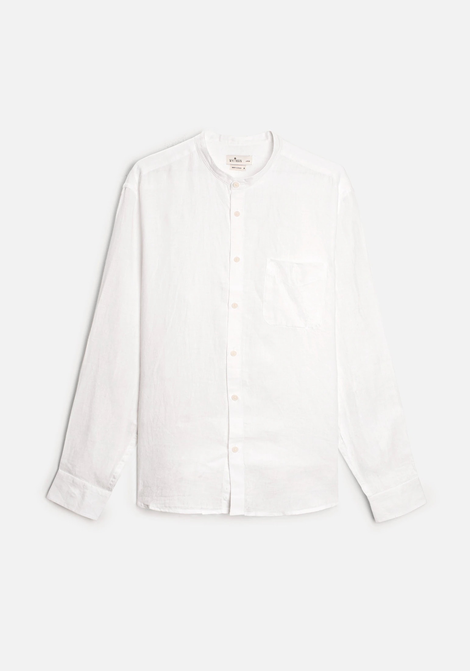 Camisa H Lino Cuello Nerú Bols. Blanco - imagen 1