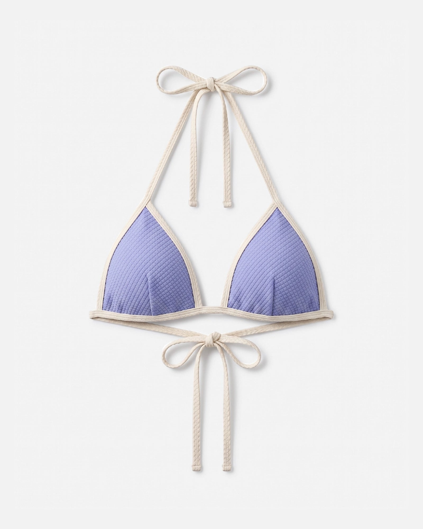 Bikini top con ribete en contraste y lazo / Lavanda Marfil - imagen 1