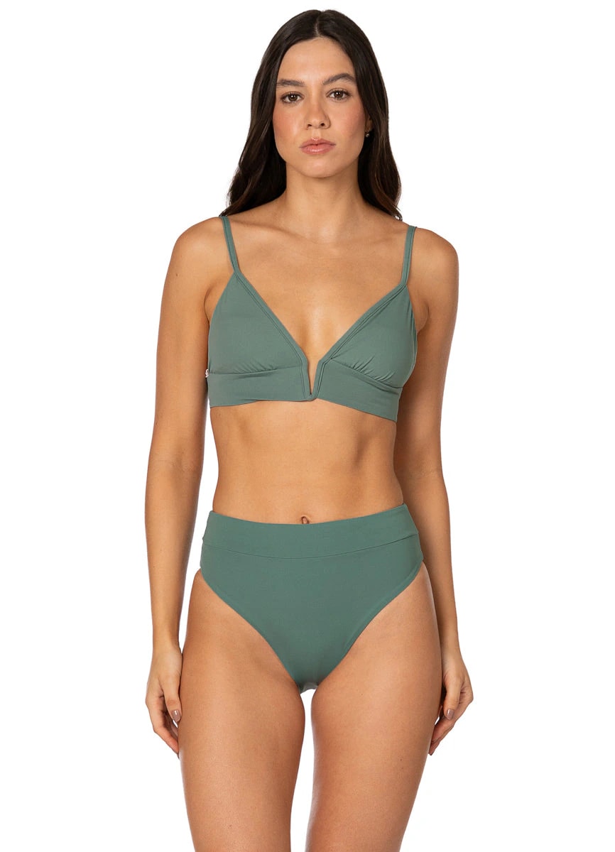Maaji Eucalyptus Green Parade Long Line Triangle Bikini Top - imagen 1