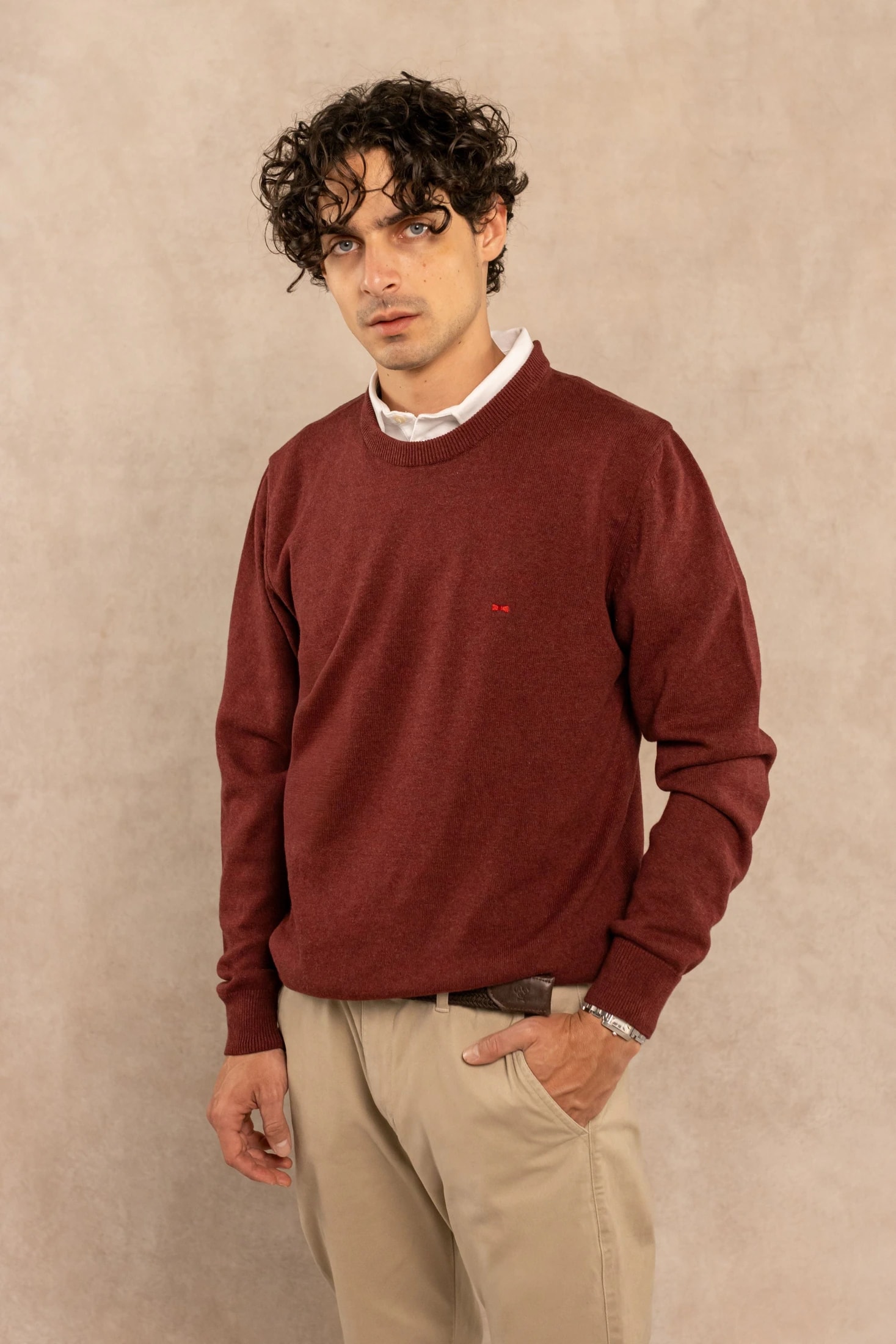 Sueter Algodon Peinado Cuello Redondo Vintage Wine - imagen 1