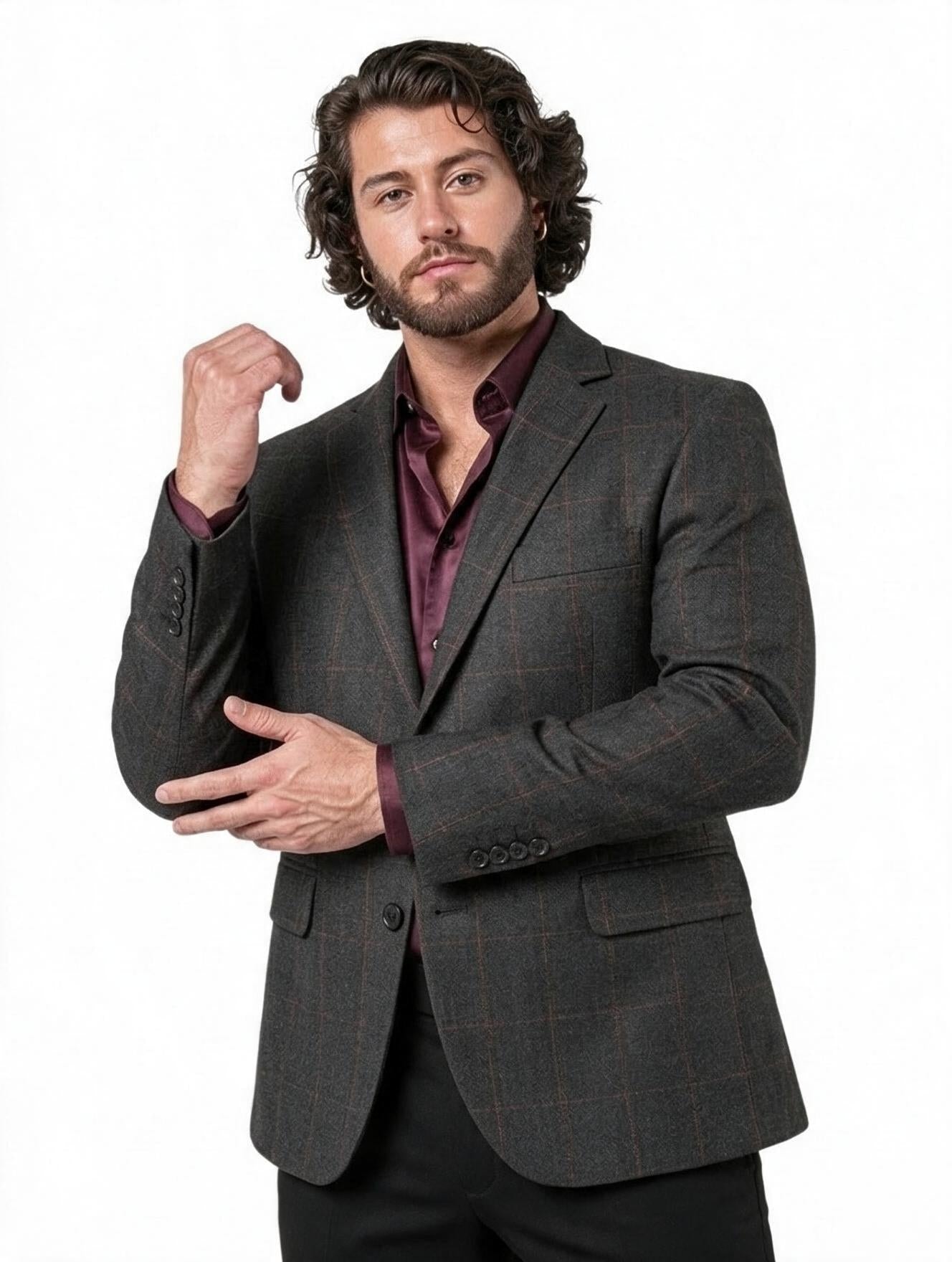Blazer negro a cuadros - imagen 1