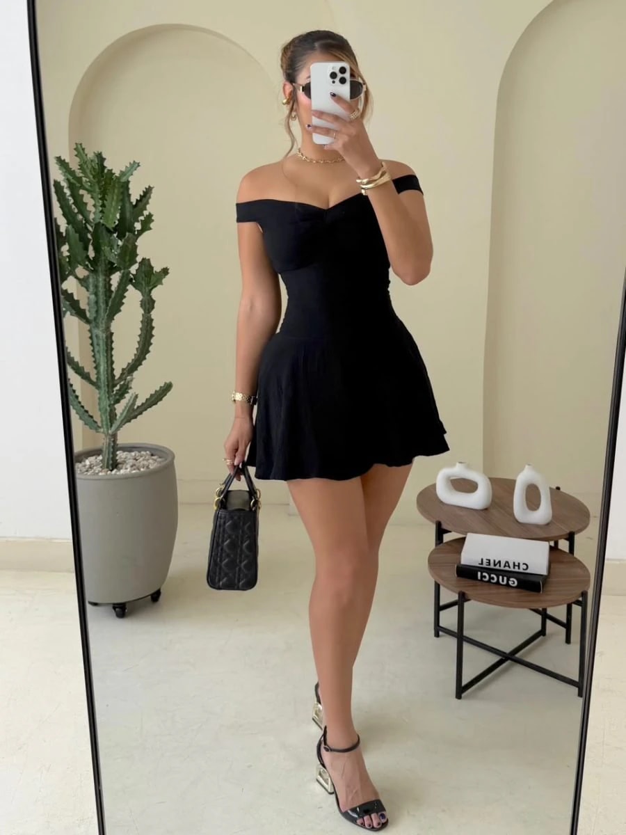 Vestido corto solimar (negro ) - imagen 1