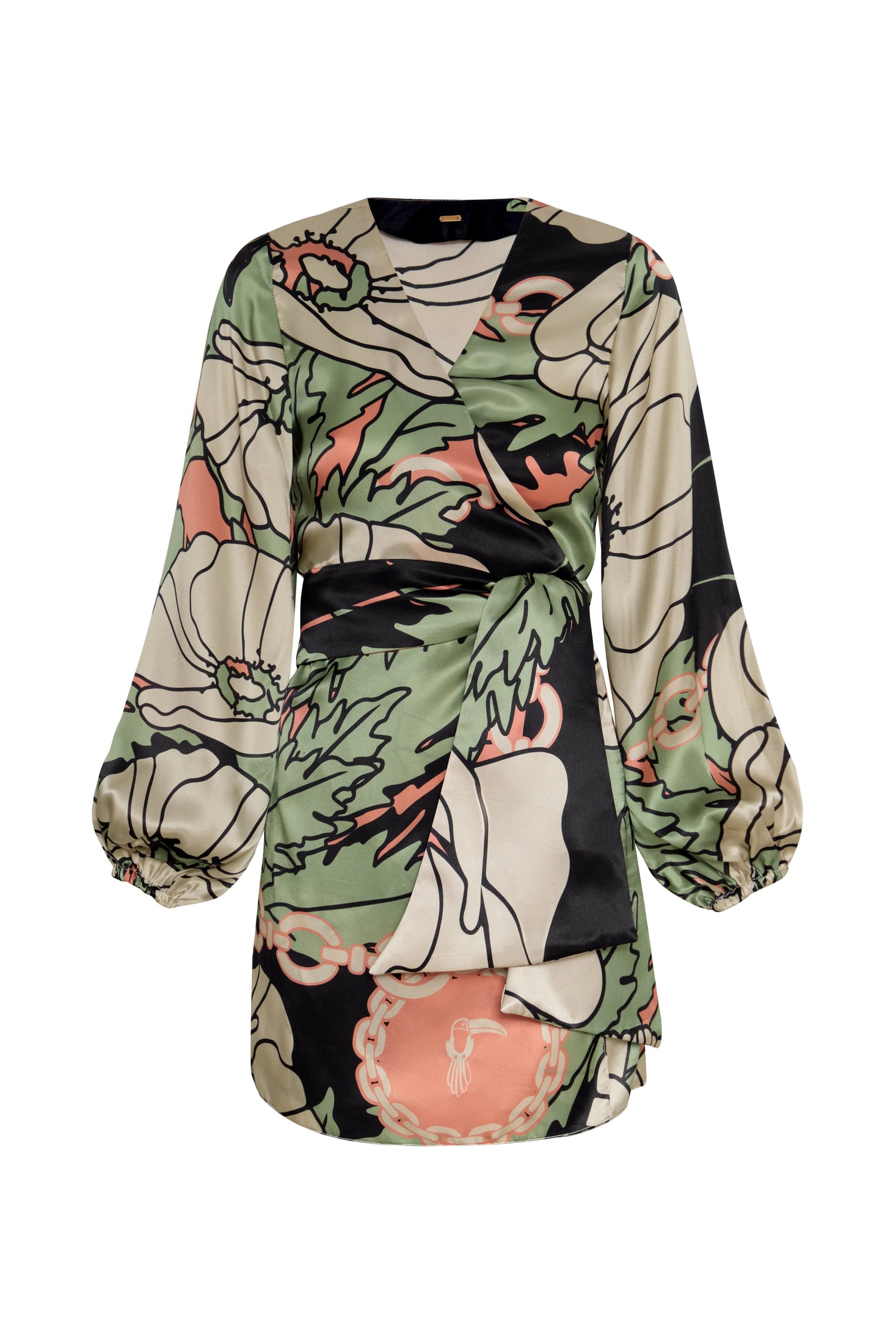 Tertulia Satin Silk Mini Dress / Sage Gladiolos Garden - imagen 1