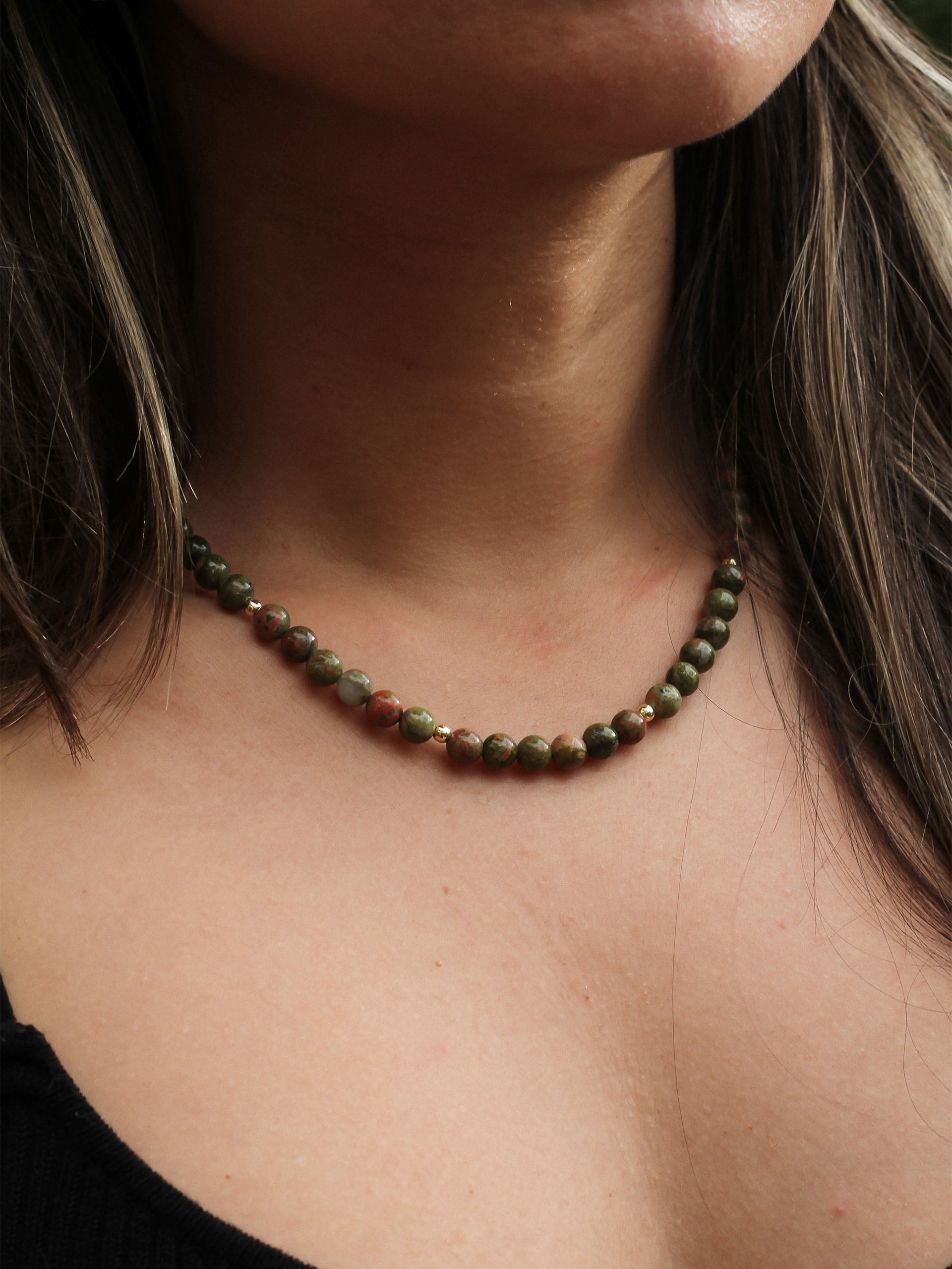 Choker Jasper Musgo 6mm - imagen 1