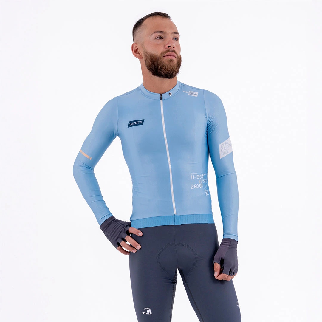 CAMISA CICLISMO MANGA LARGA SOLID BLUE AURA PARA HOMBRE - imagen 1
