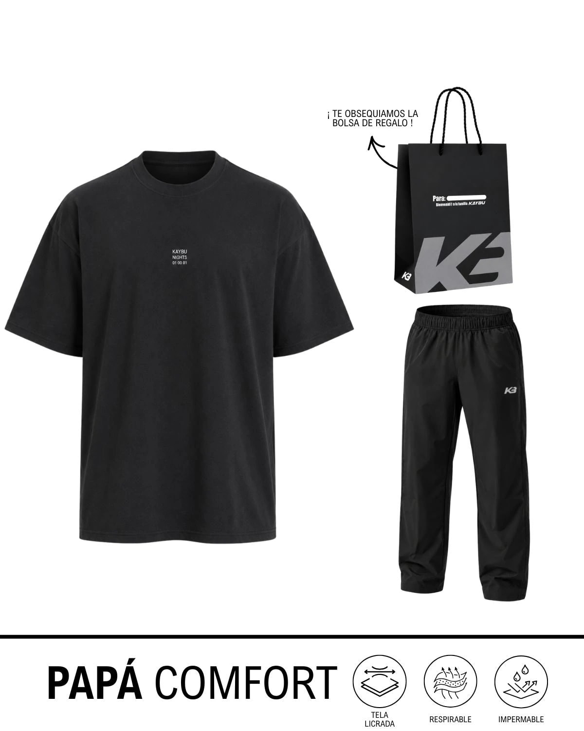 Papá Comfort: Franela Oversize y Jogger Caída Recta + Bolsa de Regalo | KBMEN - imagen 1