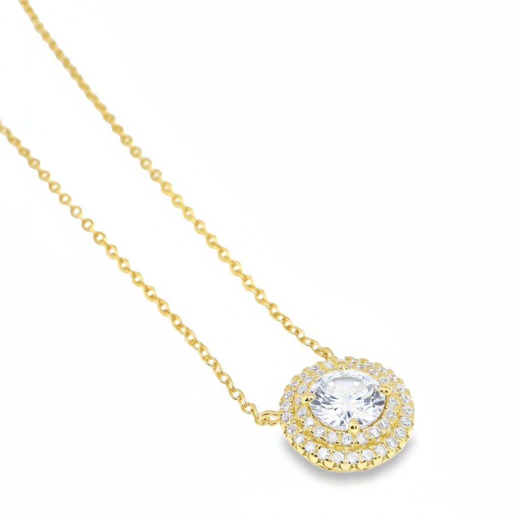 Double Halo Necklace Gold - imagen 1