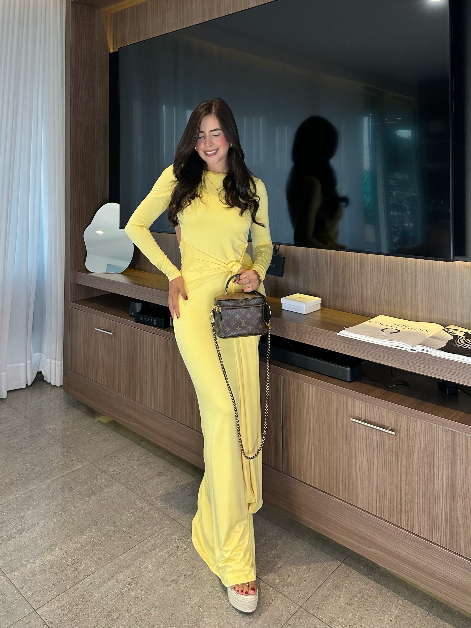 VESTIDO  ROSALBA AMARILLO - imagen 1