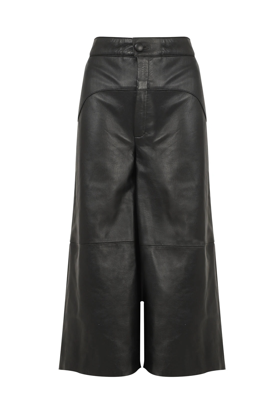 SHORT LEATHER WIDE LEG TROUSERS - imagen 1