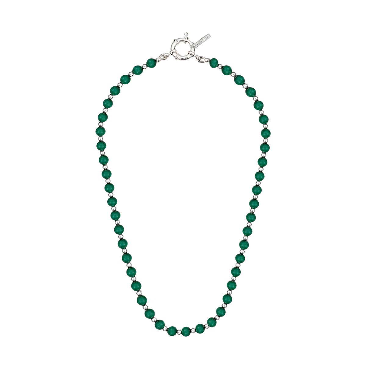 MALAQA NECKLACE | COLLAR DE MALAQUITA CON BALINES EN PLATA LEY 925 - imagen 1