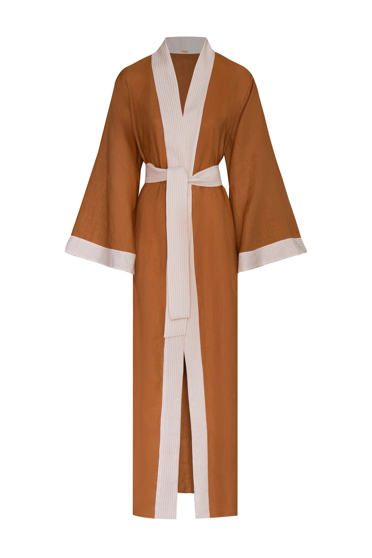 Rafaela Linen Kaftan / Brown & Ivory - imagen 1