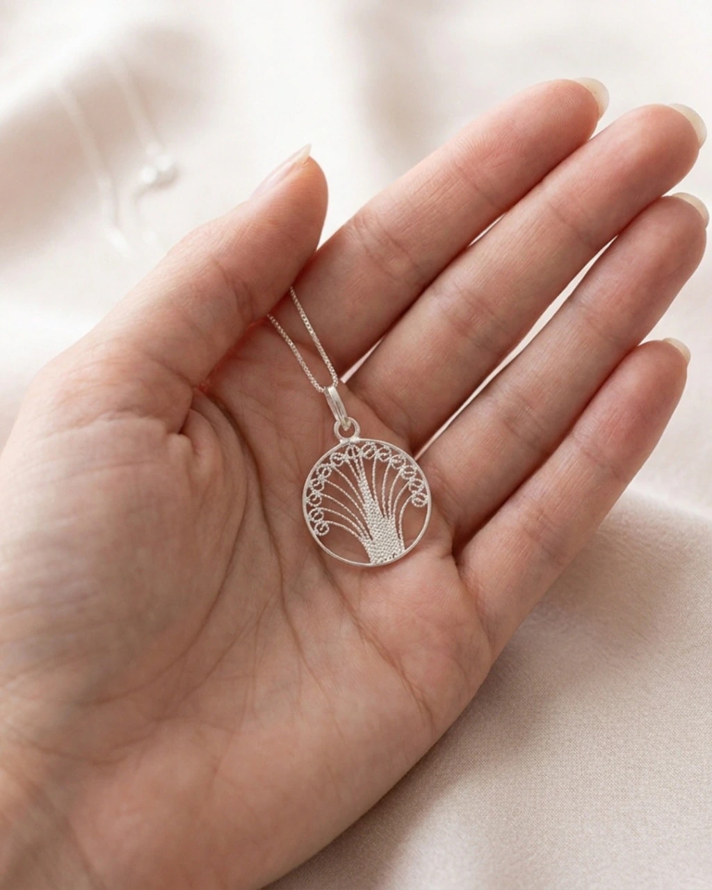 Cadena con Dije Arbol de la vida Plata Filigrana - imagen 1