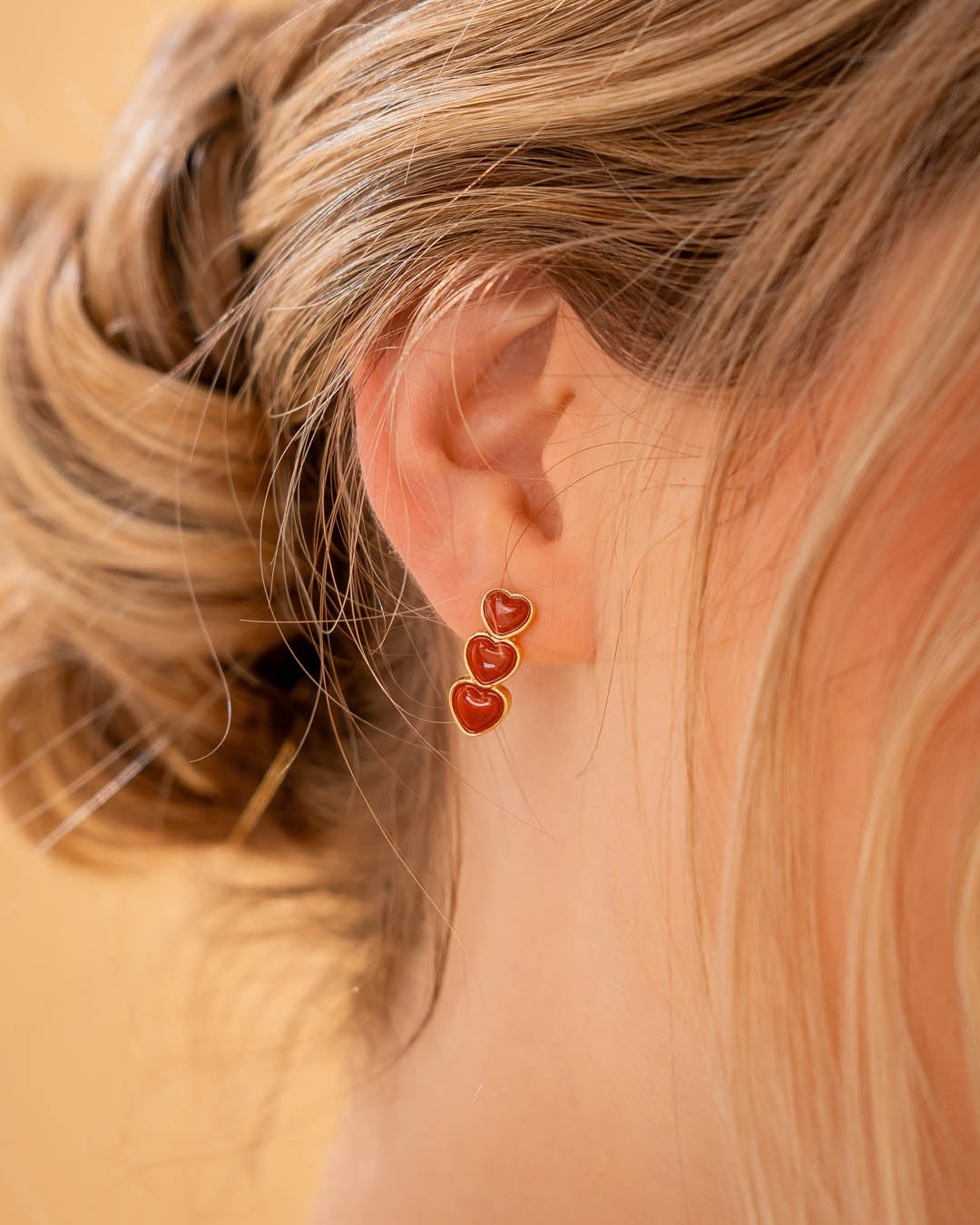 Aretes Corazón Trio Rojo - imagen 1