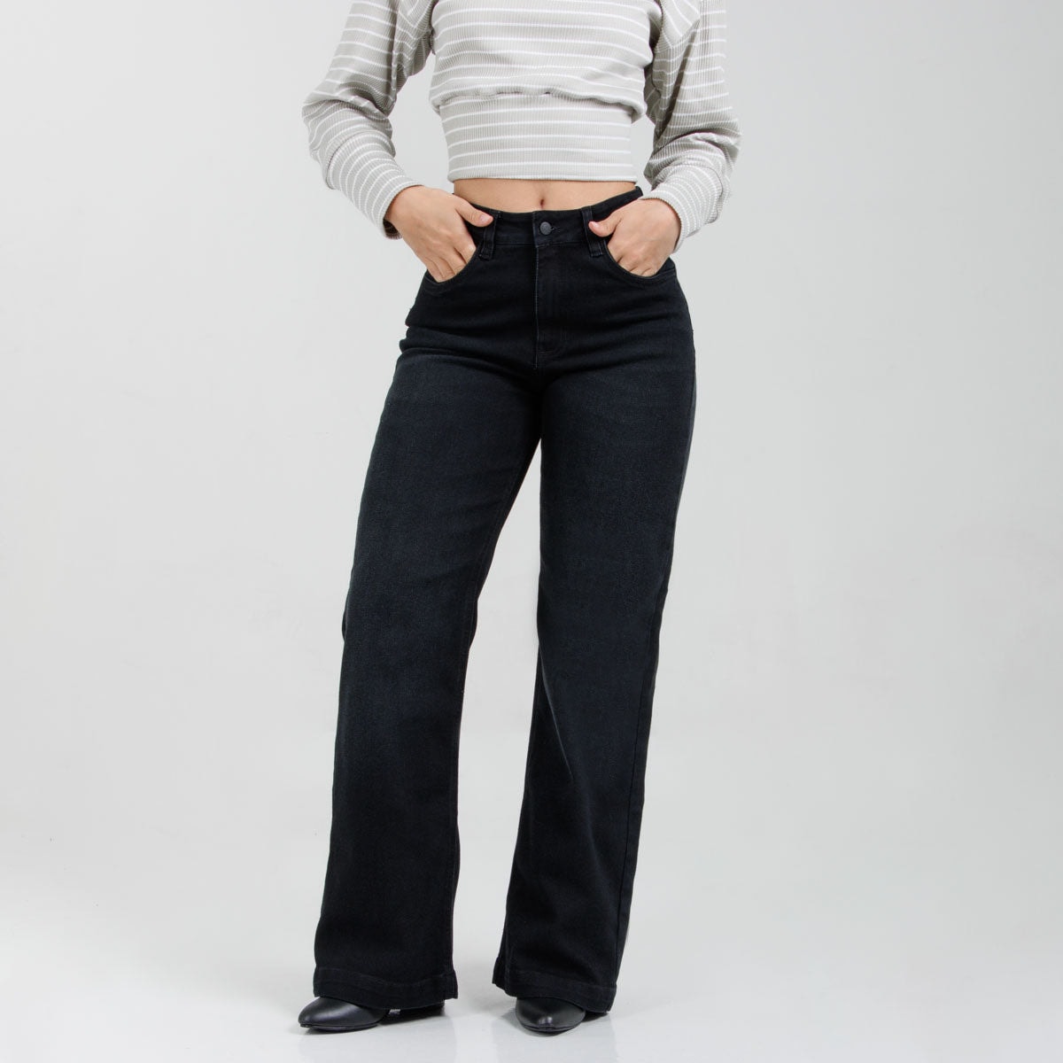 Jean Wide Leg Negro Ax-3155 Licrado - imagen 1