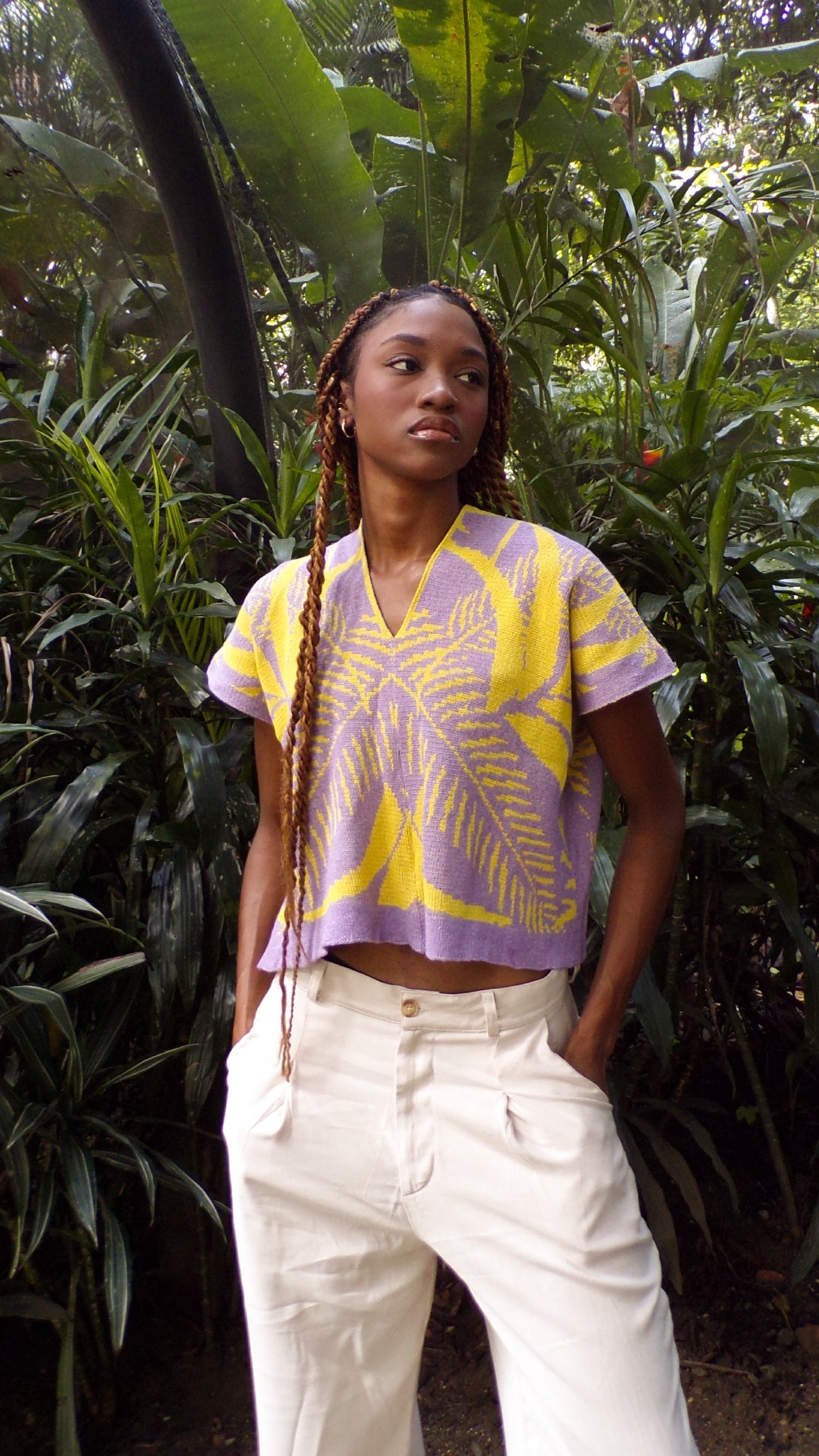 Blusa Palmas - lila y amarillo - imagen 1