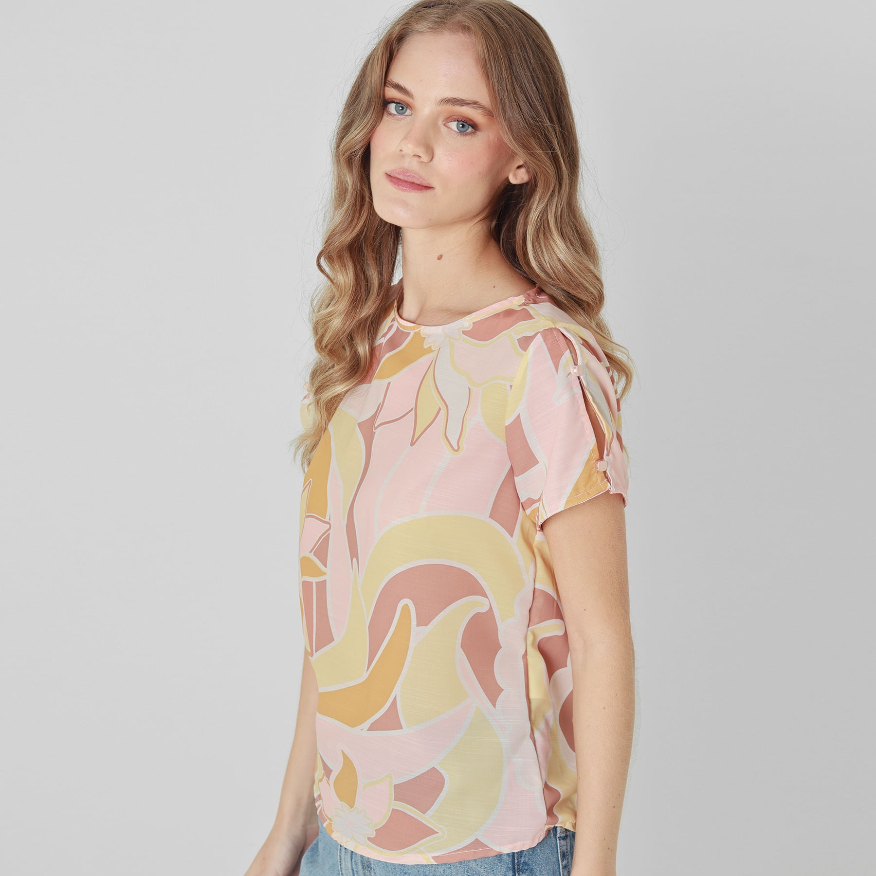 Blusa Cuello Redondo Manga Corta - imagen 1