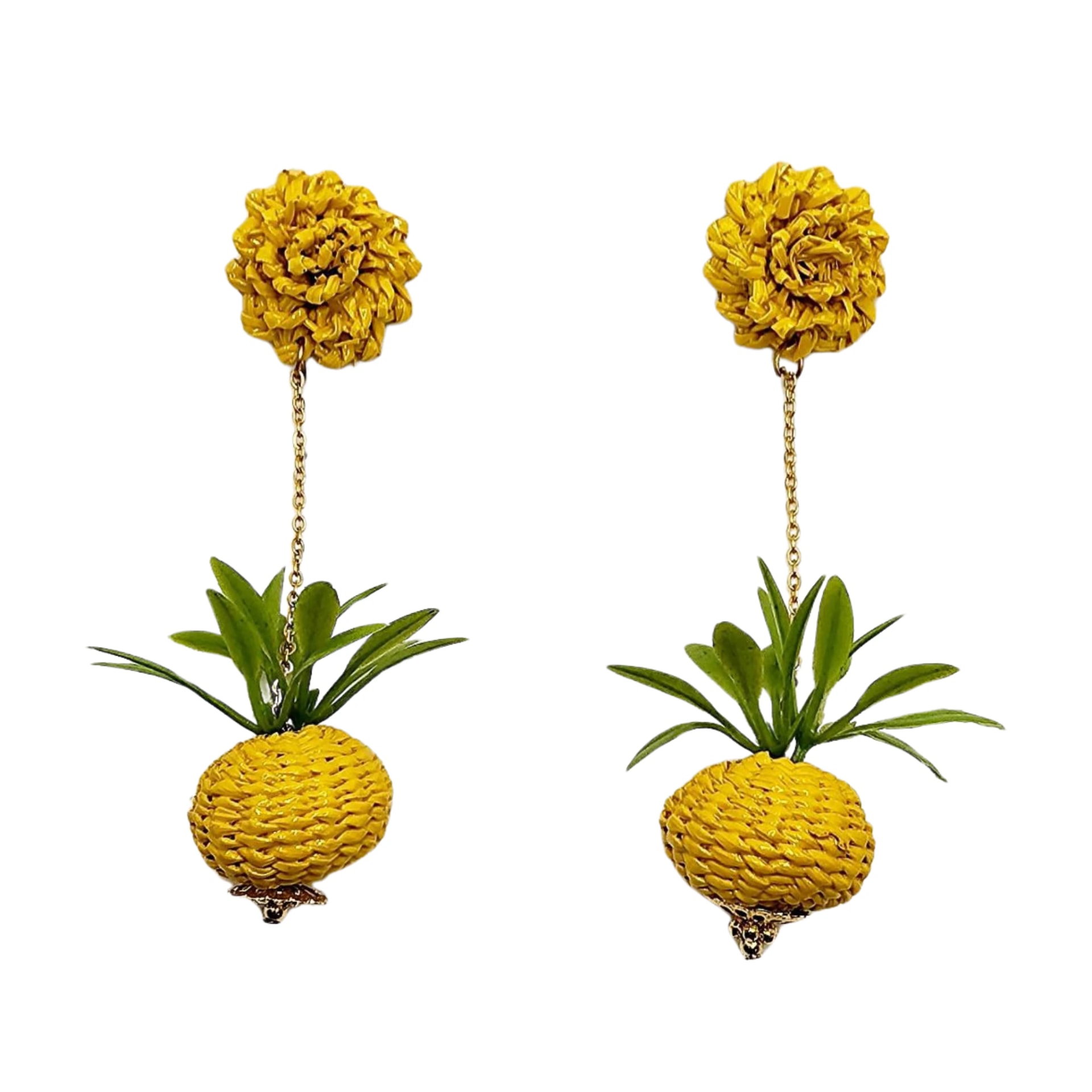 Golden Pineapple Drop Earrings - imagen 1