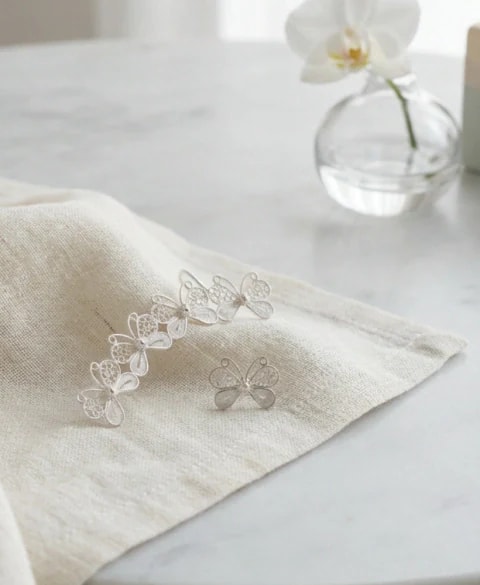 Earcuff Argolla Rejilla en Plata Ley 950 Filigrana - imagen 1