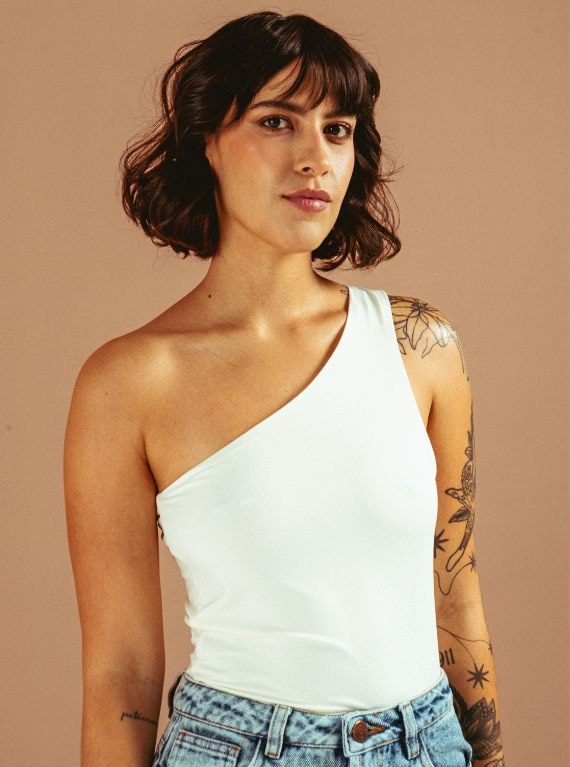 BLUSA ASIMÉTRICA MARFIL - imagen 1