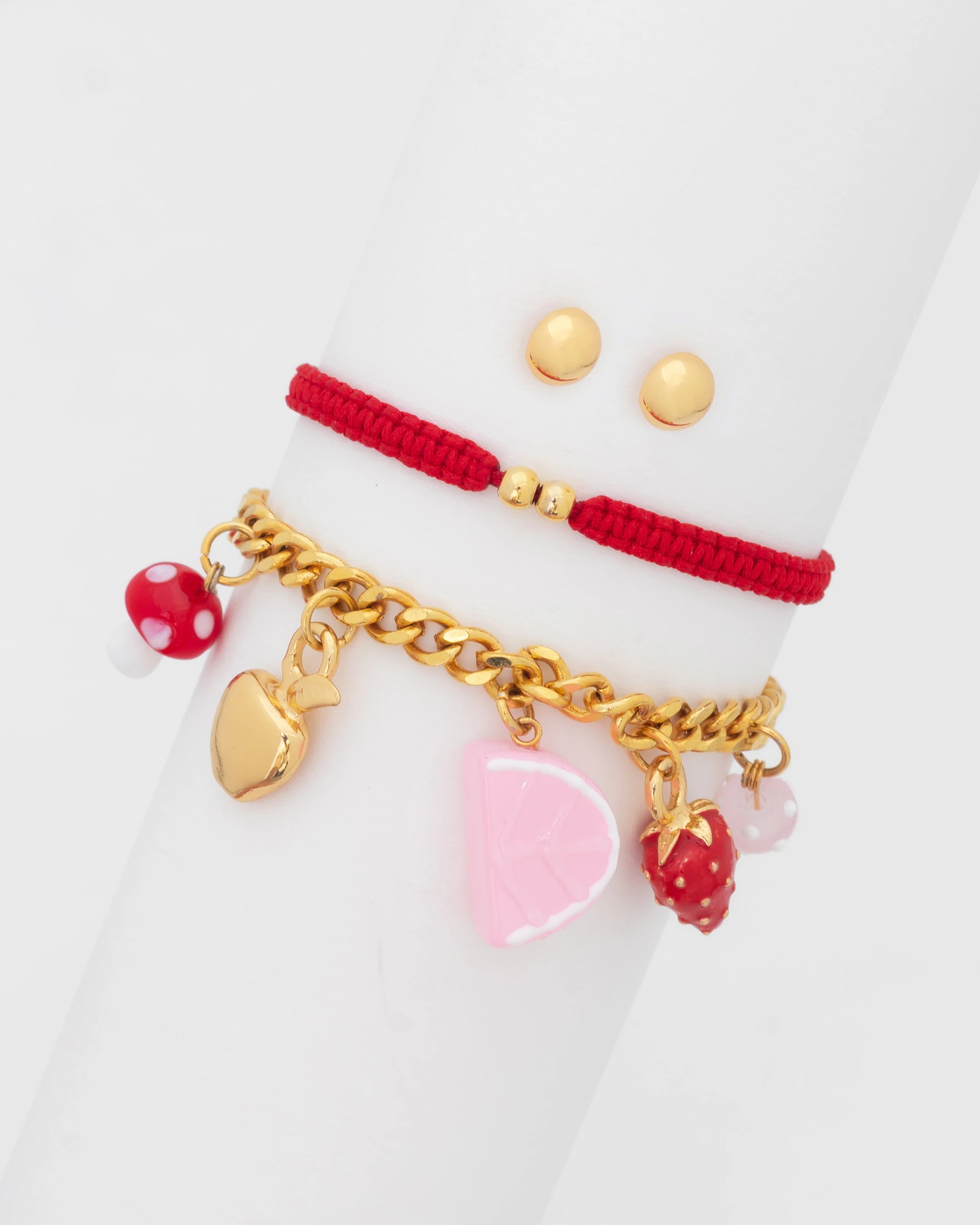 Set X2 Pulseras Frutas + Aretes - imagen 1