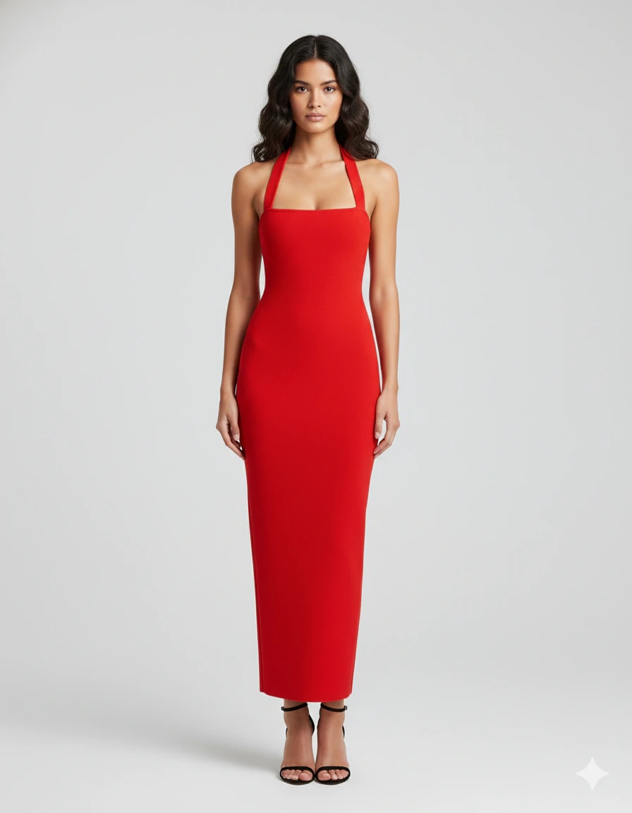 Halter Neck Slim Fit Maxi Dress - imagen 1
