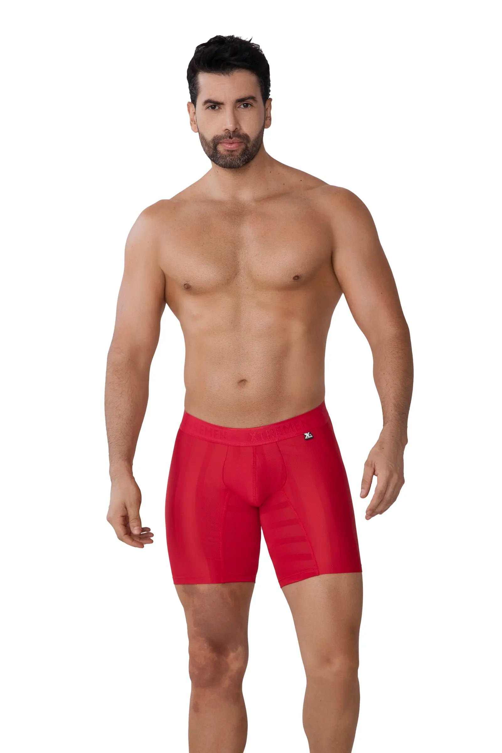 BOXER MICROFIBRA DESAGUJADO MALLA ROJO - imagen 1