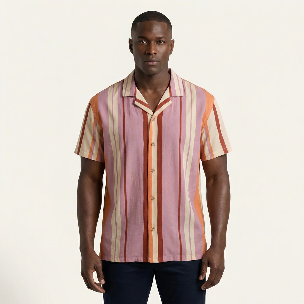 Camisa Bowling Boxy Fit Rayada Colores C99 - imagen 1