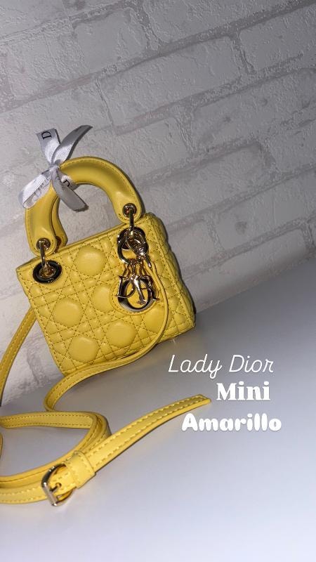 BOLSO LADY DIOR MINI AMARILLO - imagen 1