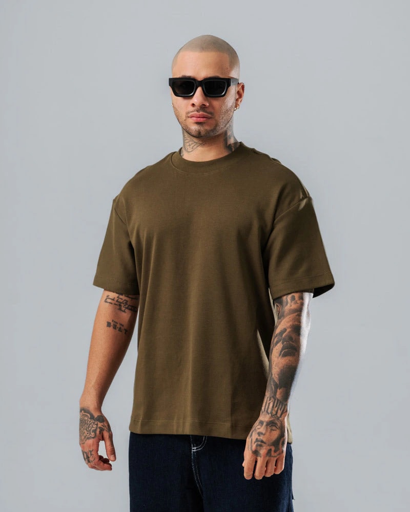 Camiseta Verde Militar Básica Regular  - 300 grs - imagen 1