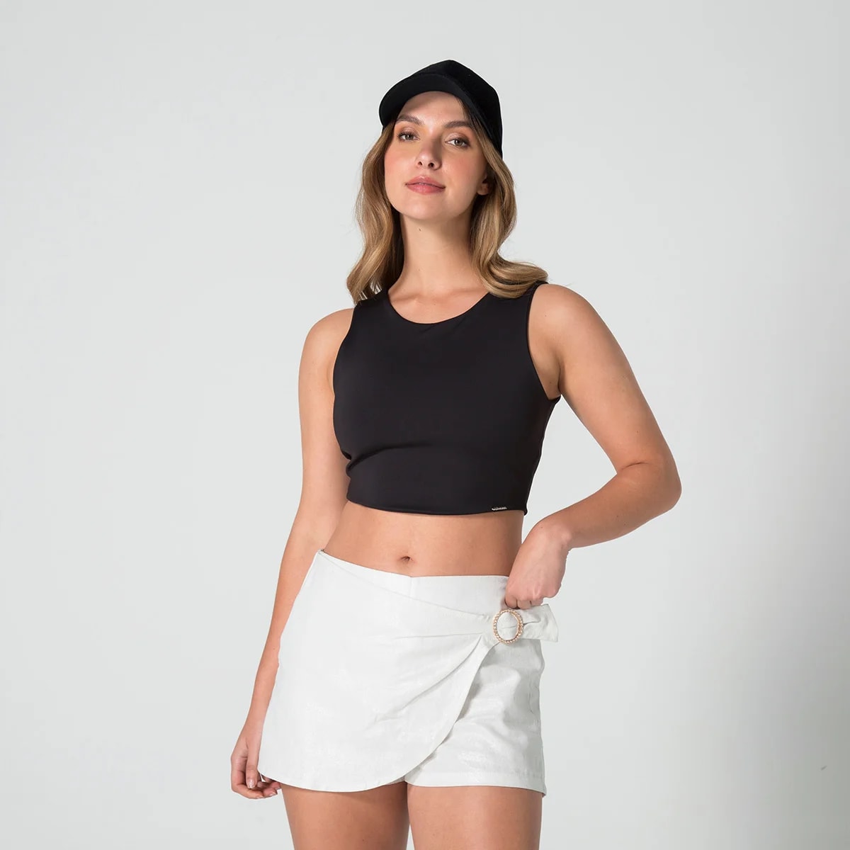 Blusa Crop Top Slim Manga Sisa Nova - imagen 1