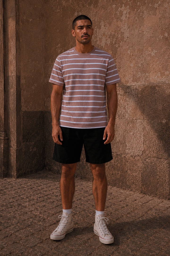 Camiseta café rayas - imagen 1
