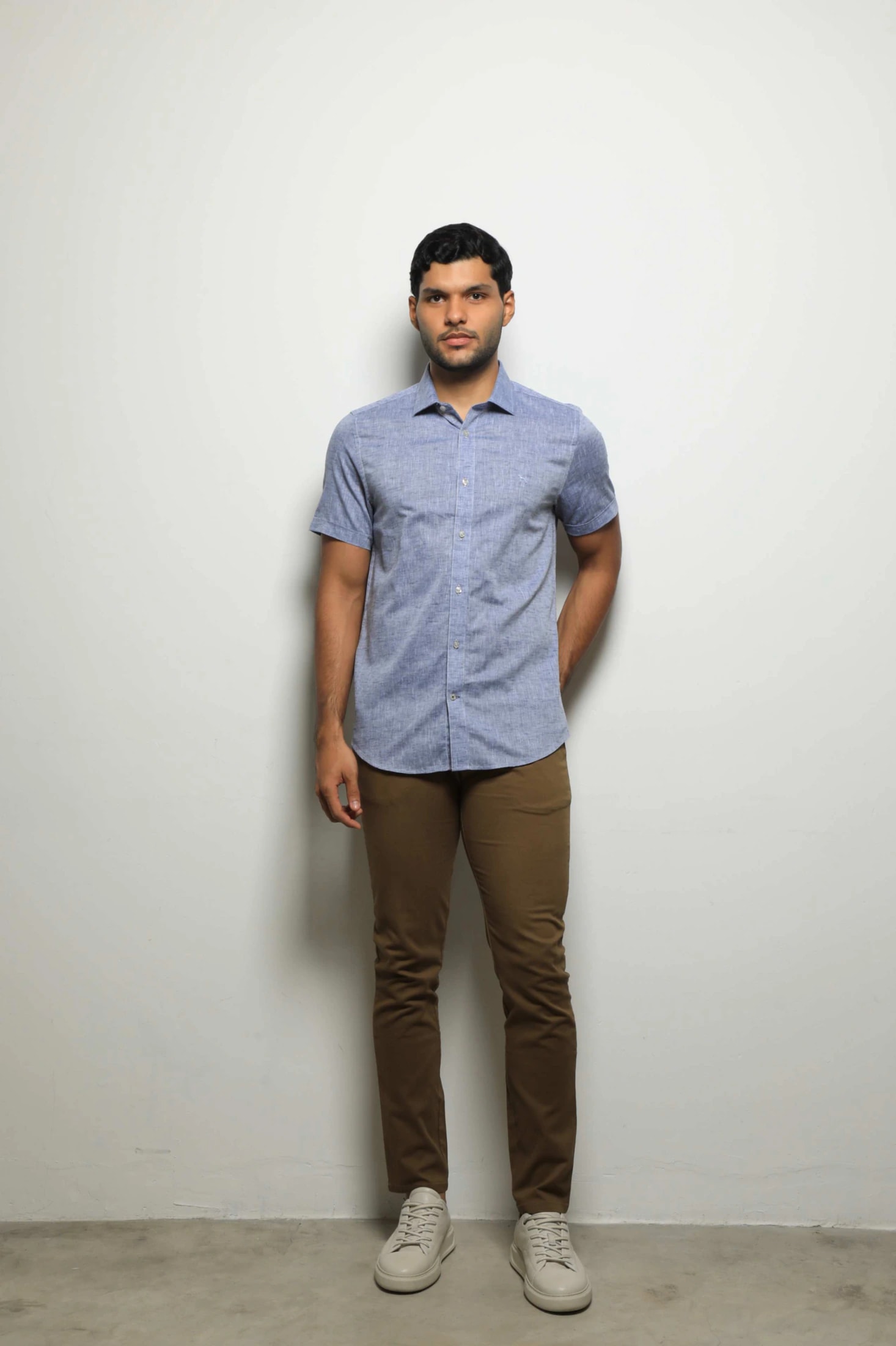Camisa Manga Corta Navy Melange - imagen 1