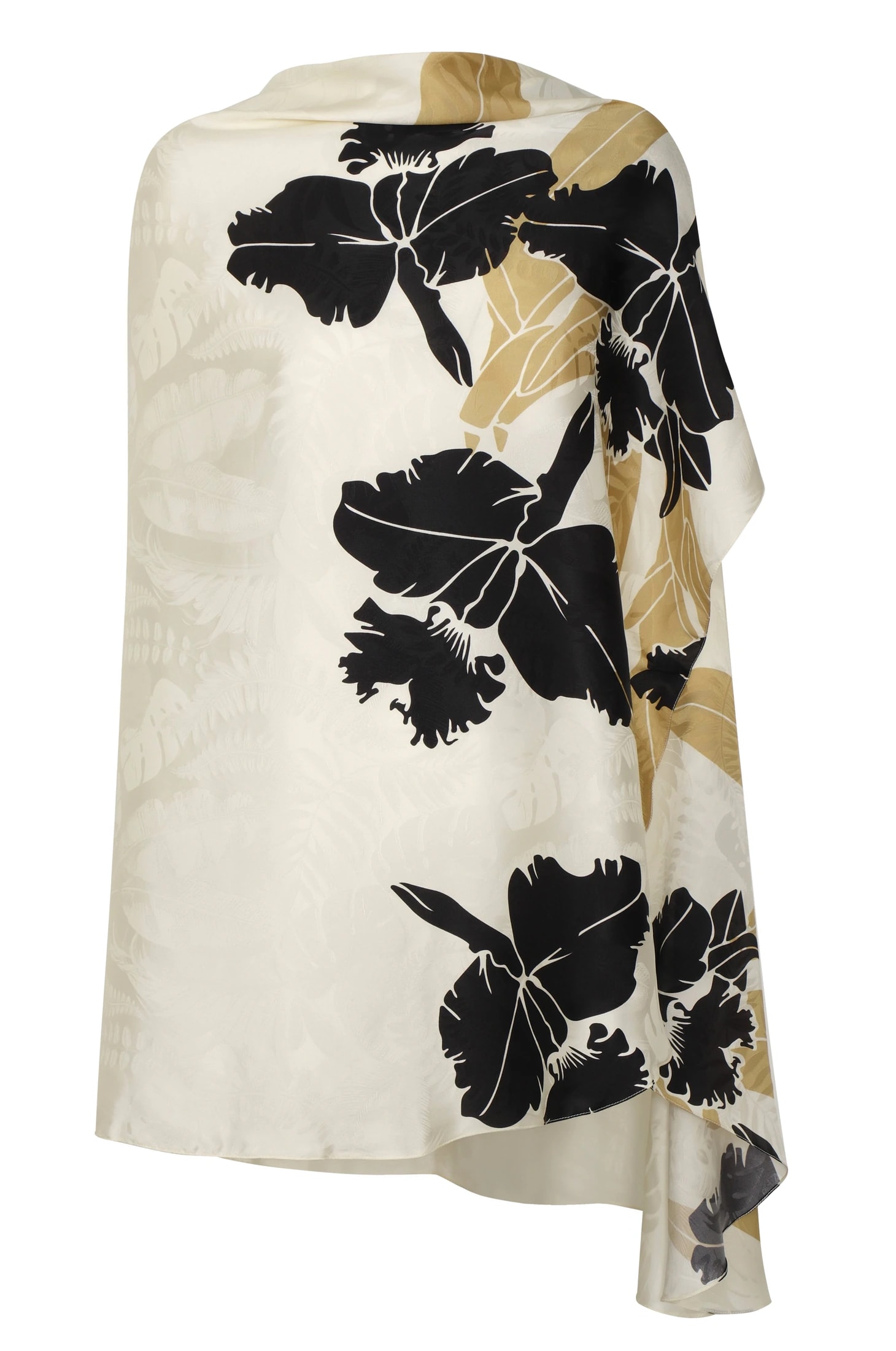 Capote Silk Jacquard Cape / Black Orchids - imagen 1