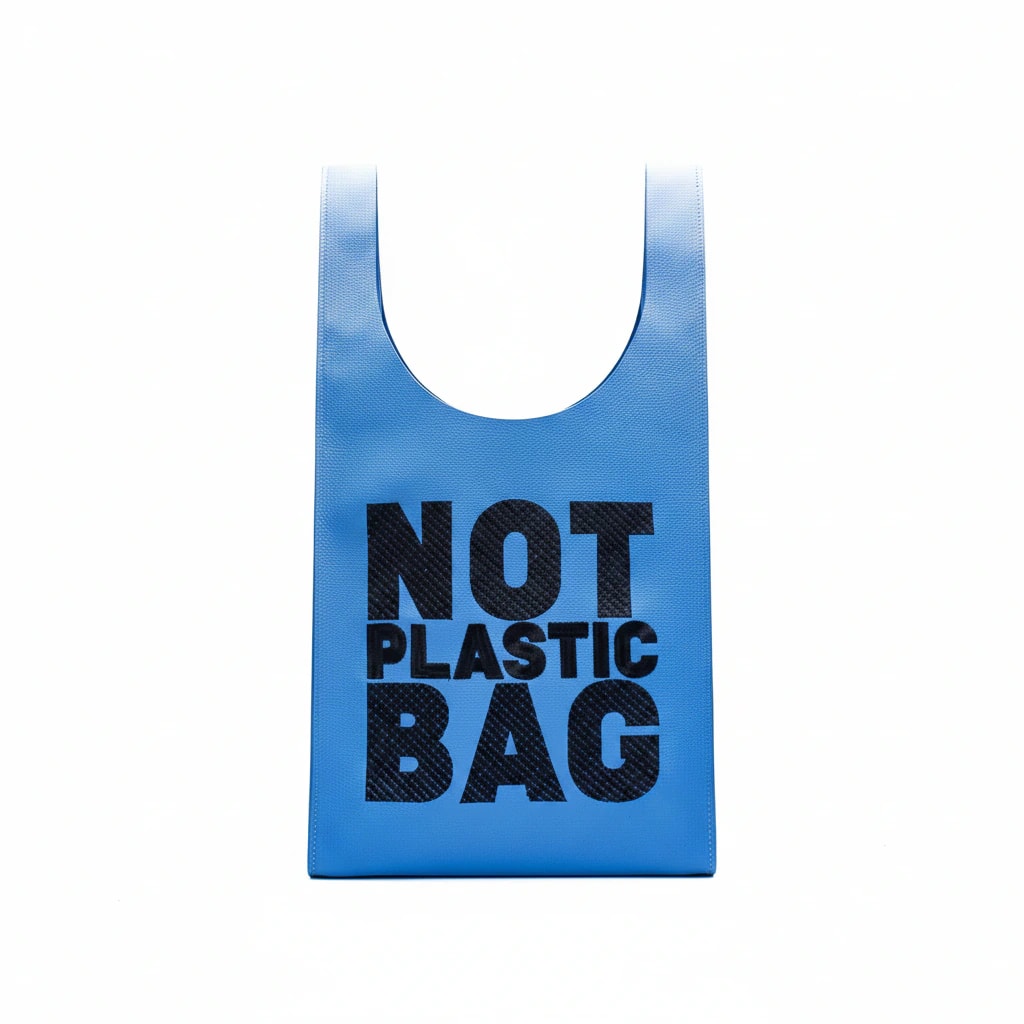 PLASTIC BAG MIDI - azul CERULEO x bordado negro - imagen 1