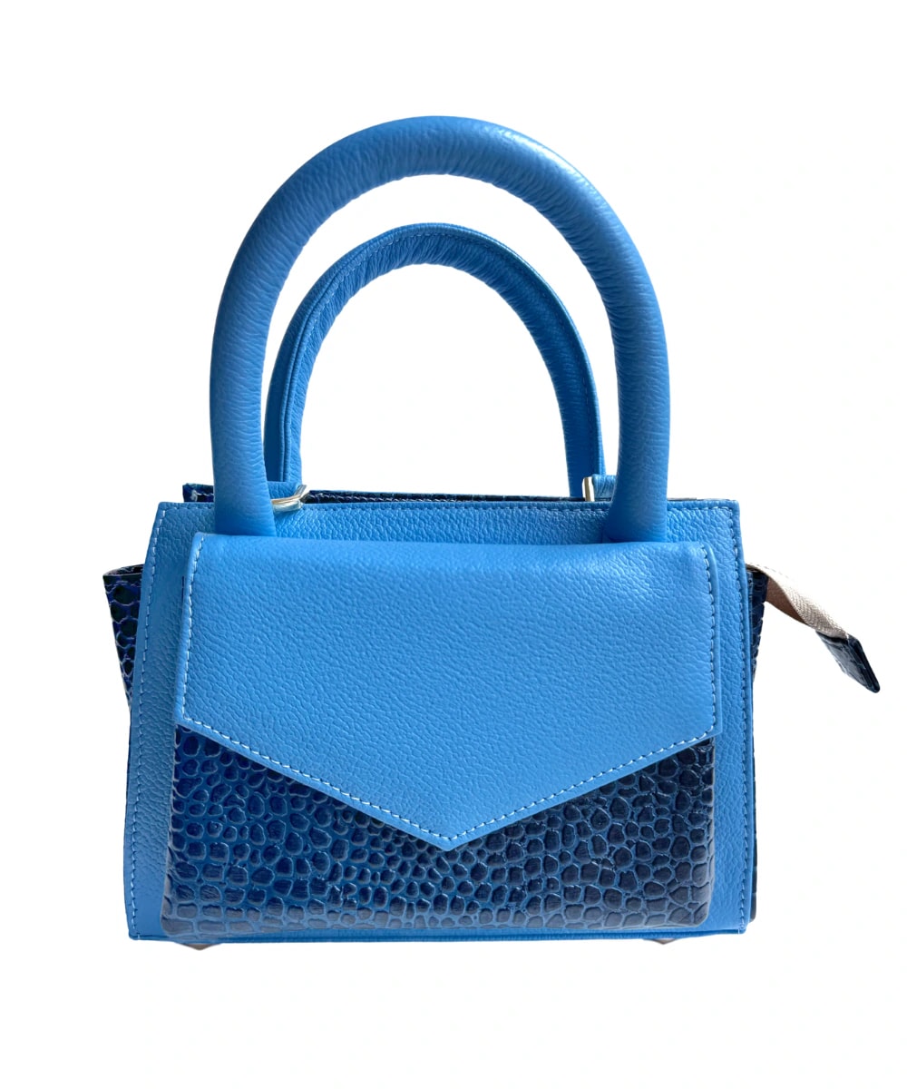 Mini bag en cuero texturizado Azul Pistacho - imagen 1