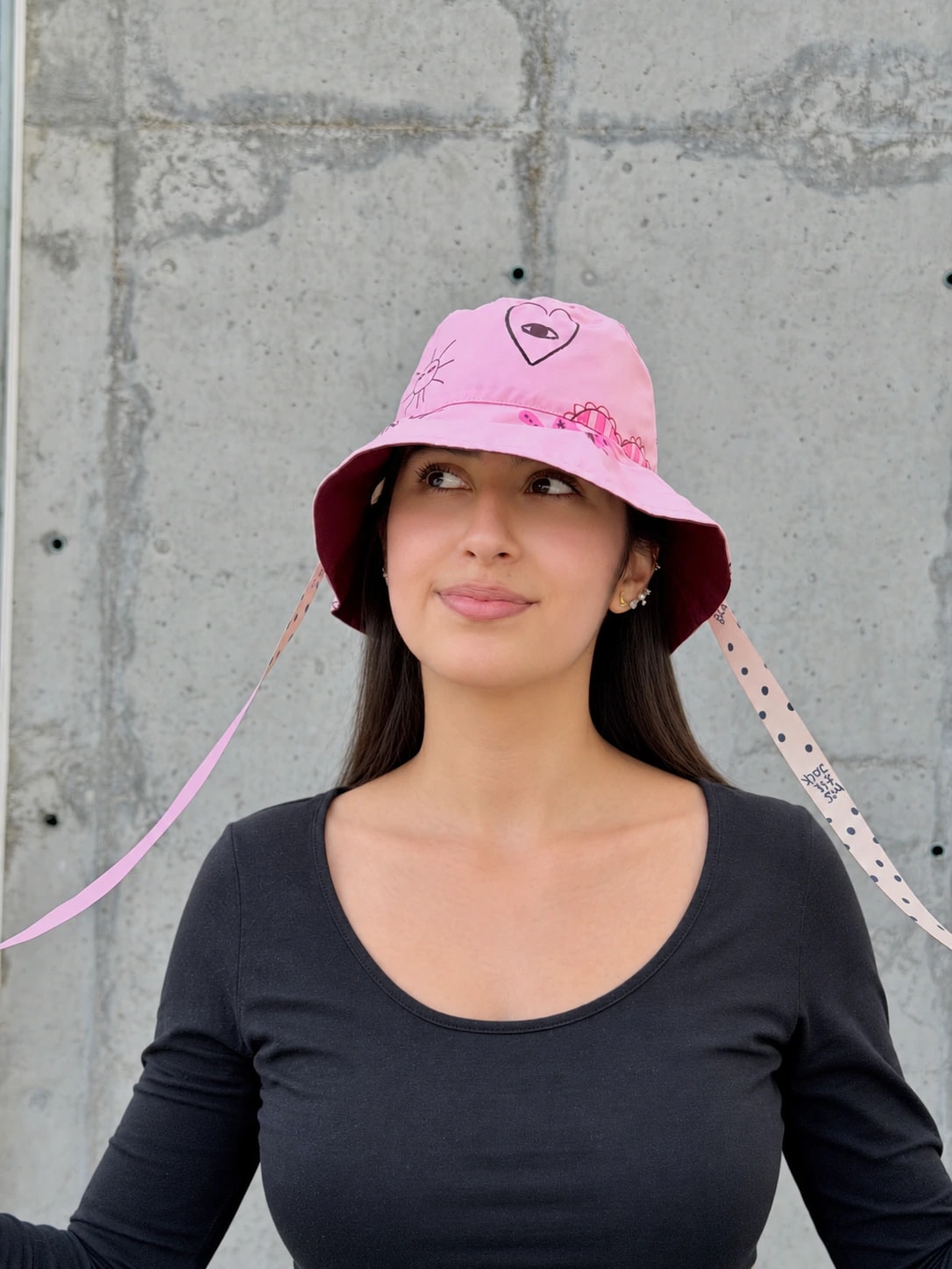 Bucket Hat Doble Faz Vinotinto Rosa - imagen 1