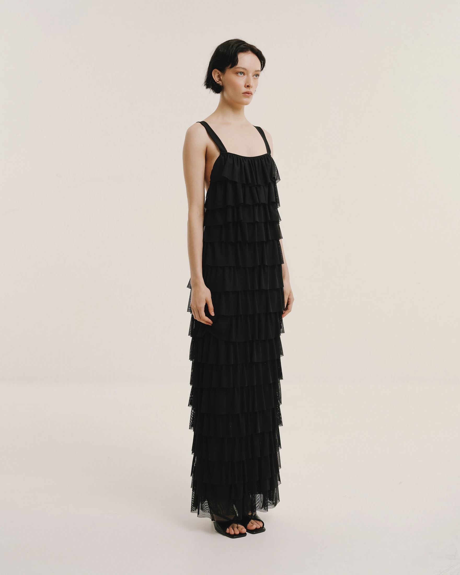 Ruffled Tulle Evening Gown - imagen 1