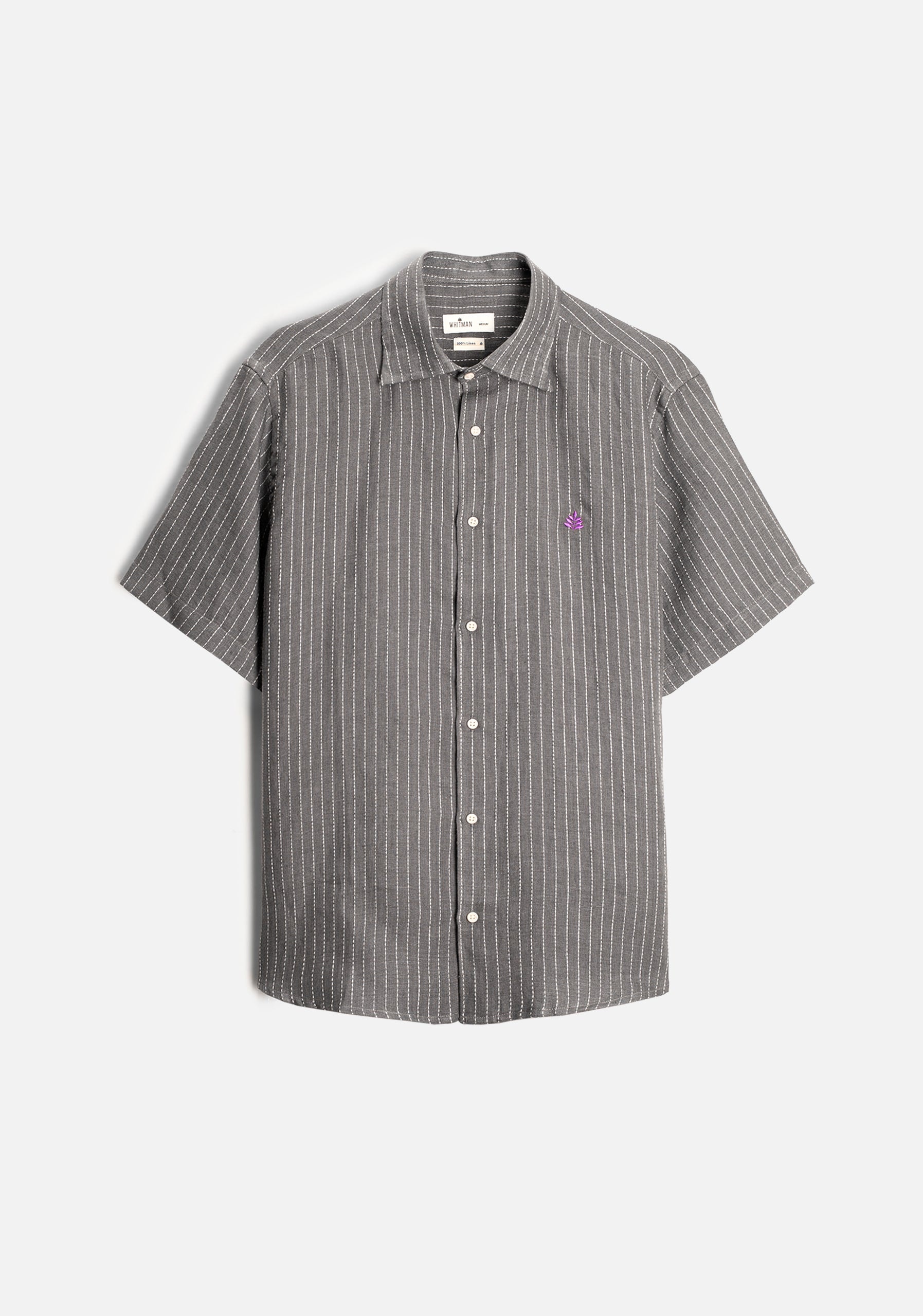 Camisa H CI Lino Varelli L-Mor Gris Rayas Blancas - imagen 1