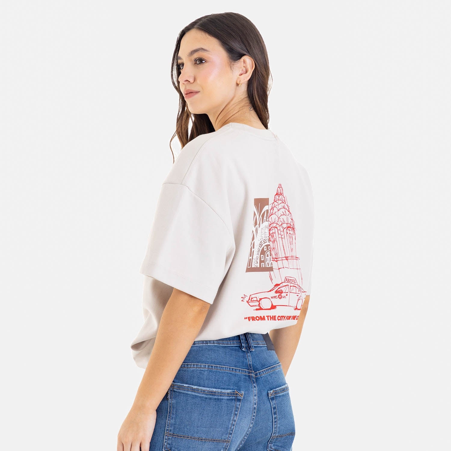 Boxy Fit City Sketch Tee Sand - imagen 1