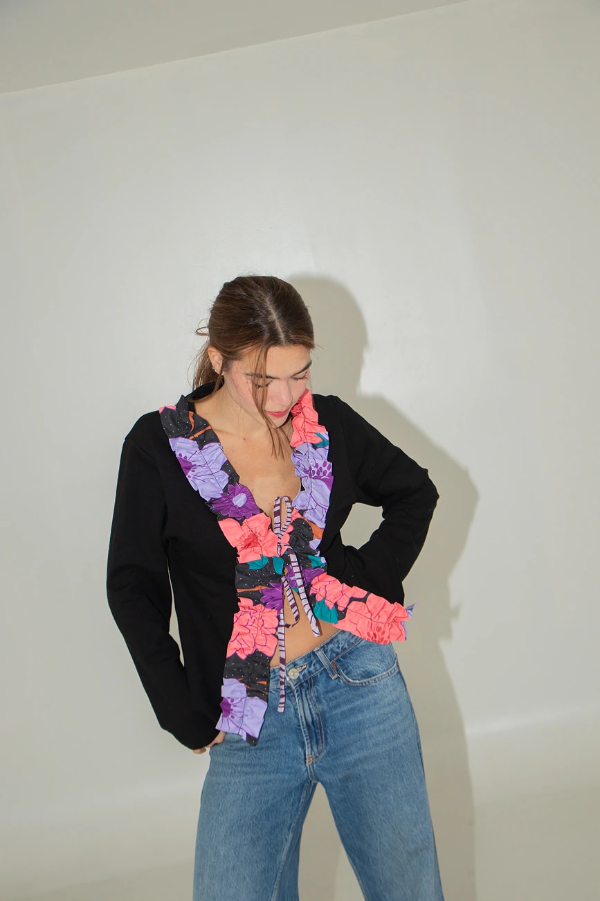 Black Sweat Cardigan - imagen 1