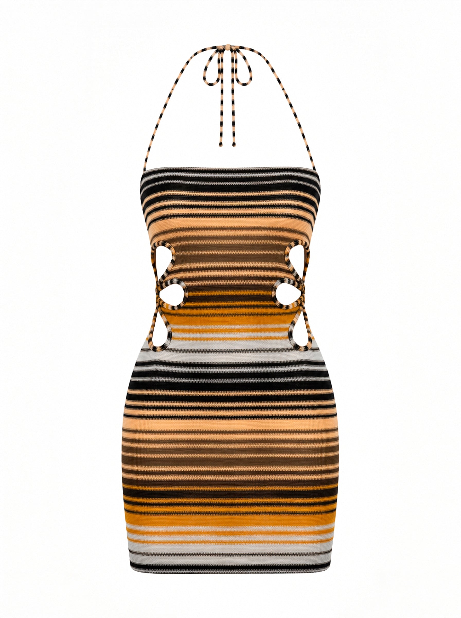 ROSITA DRESS BROWN MULTI STRIPE - imagen 1