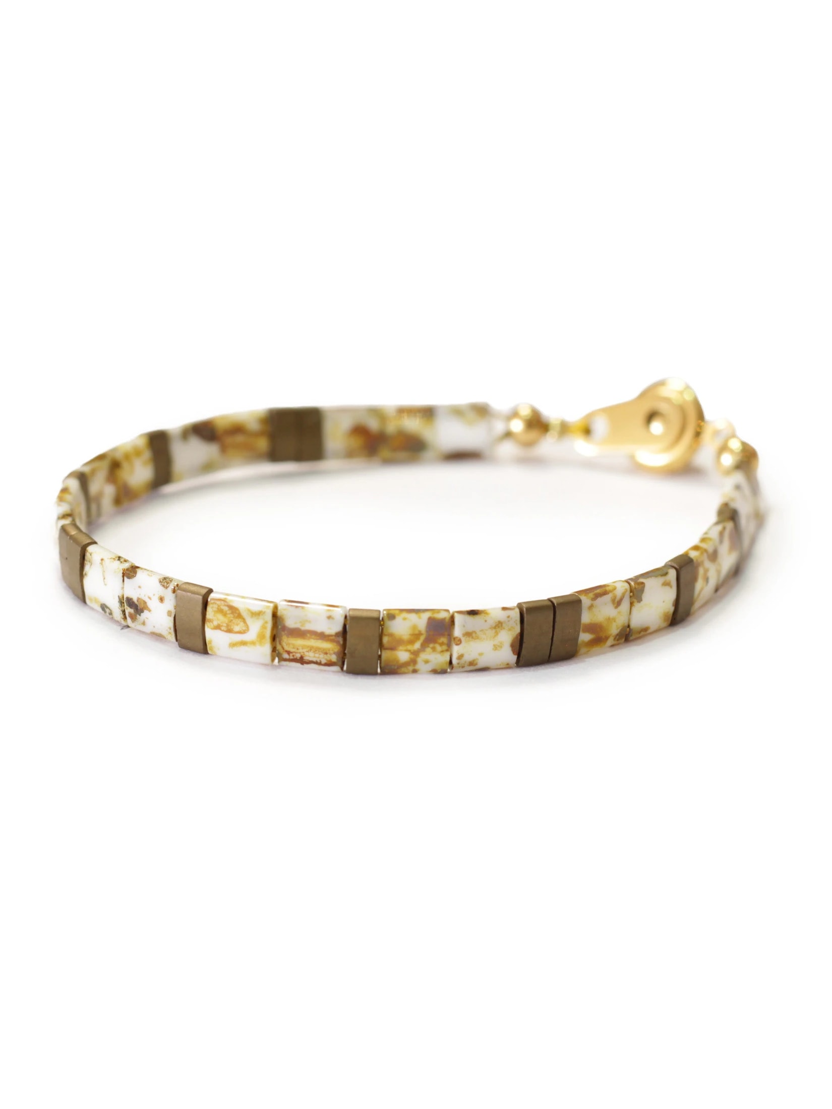 Brazalete Miyuki Tila Marmol Dorado 5mm - imagen 1