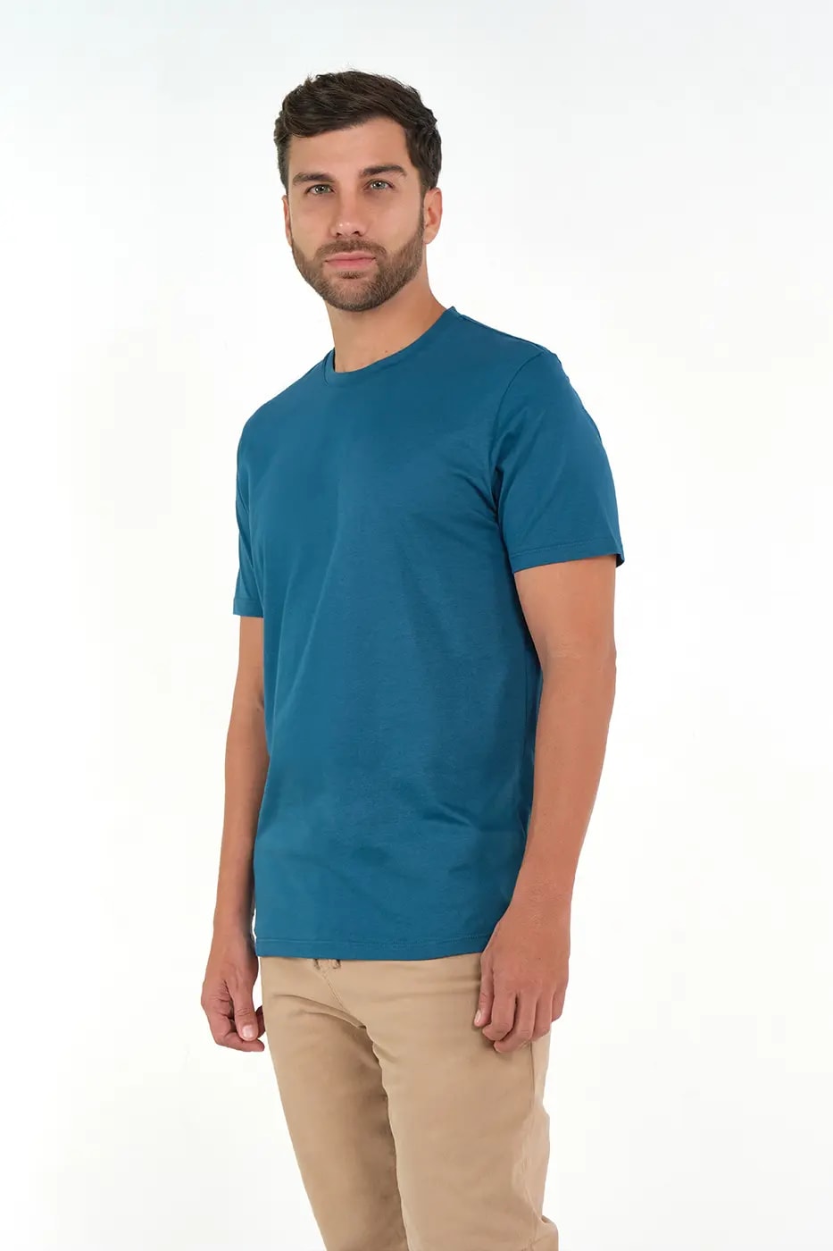 T-shirt Slim Fit 100% Algodón Azul Petróleo - imagen 1