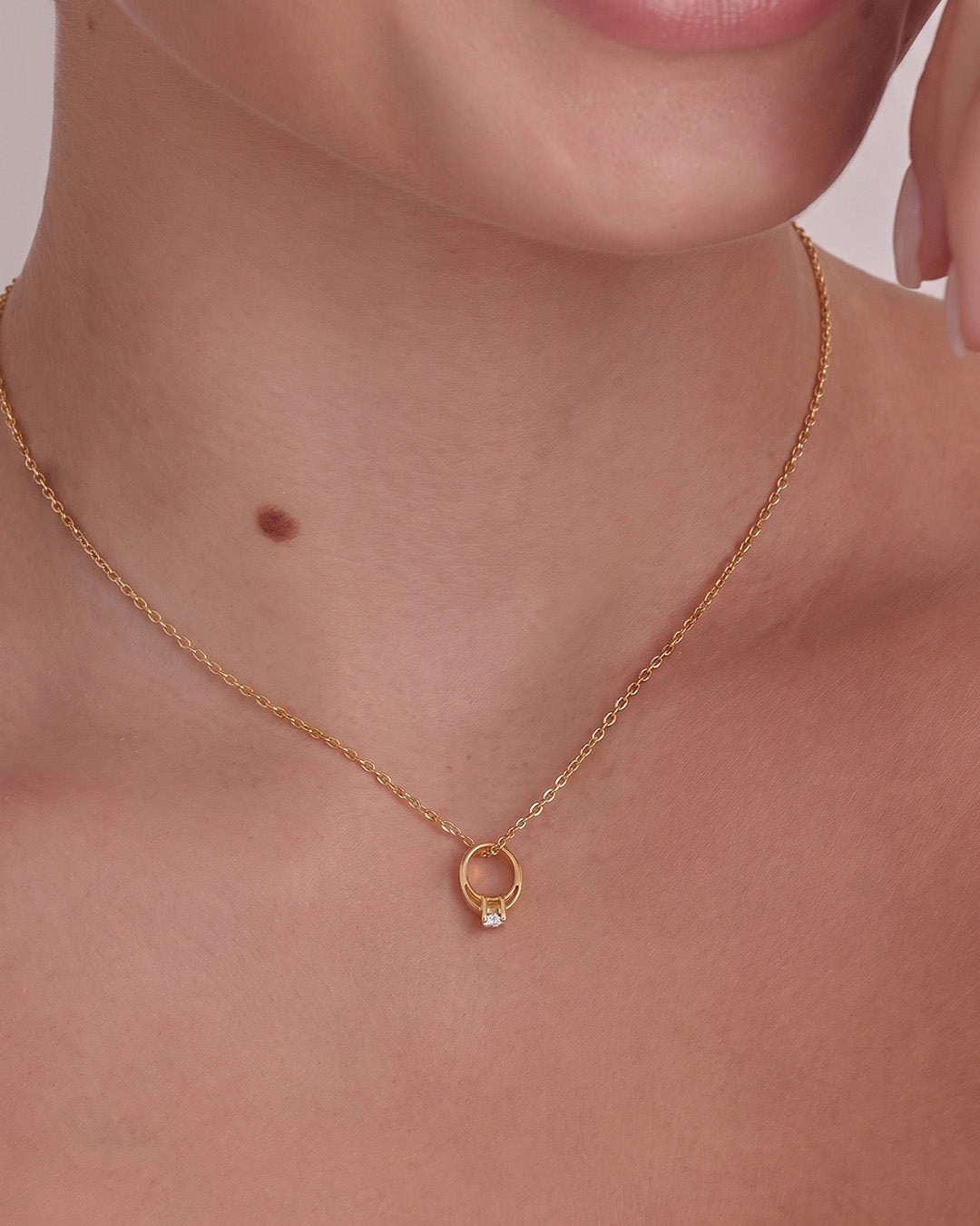 Collar Anillo Solitario Cristal - imagen 1